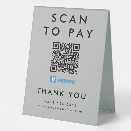 Plaque De Table Analyse professionnelle pour payer Venmo QR Code g (Recto)
