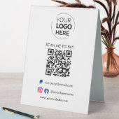Plaque De Table Analyser le code QR pour payer | Logo d'entreprise (En SItu (Tableau))