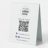 Plaque De Table Analyser le code QR pour payer | Logo d'entreprise (Verso)