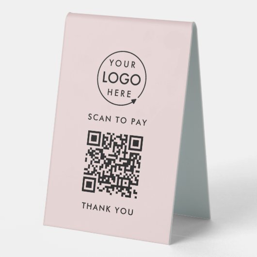Plaque De Table Analyser le code QR pour payer | Logo d'entreprise (Verso)