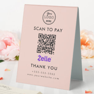 Plaque De Table Analyser le code Zelle QR professionnel pour payer