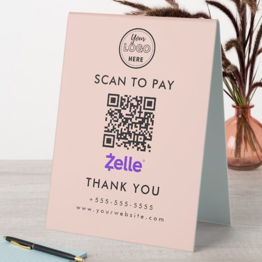 Plaque De Table Analyser le code Zelle QR professionnel pour payer (En SItu (Tableau))