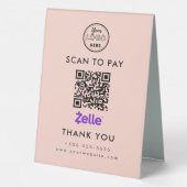Plaque De Table Analyser le code Zelle QR professionnel pour payer (Verso)