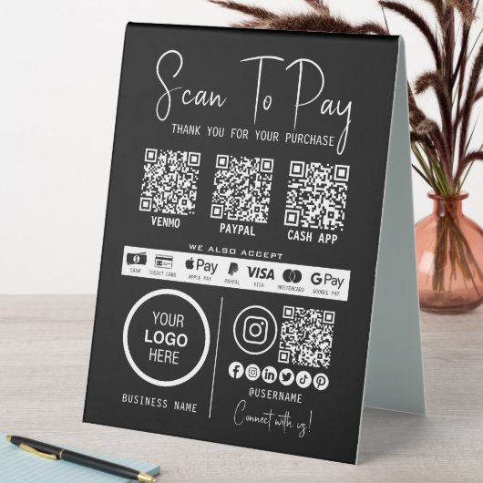 Plaque De Table Analyser Pour Payer Entreprise Qr Code Paiement Mo (En SItu (Tableau))