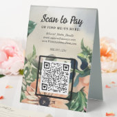 Plaque De Table Analyser pour payer le code QR floral Pop-Up Vende (In SItu (Mariage))