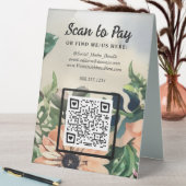 Plaque De Table Analyser pour payer le code QR floral Pop-Up Vende (En SItu (Tableau))