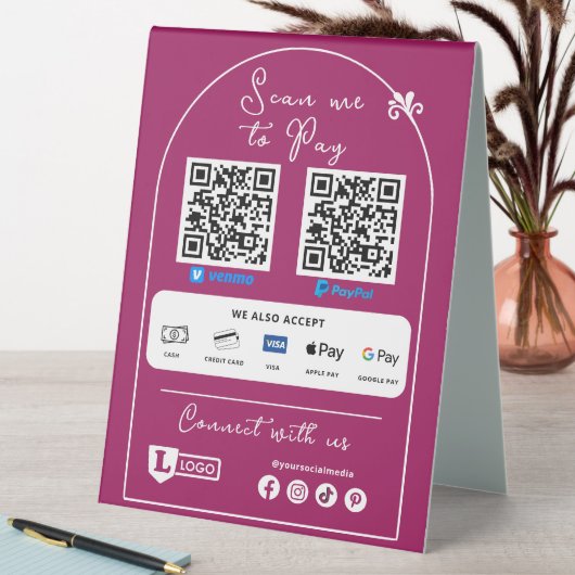 Plaque De Table Analyser Pour Payer Le Panneau Entreprise | Code Q (En SItu (Tableau))