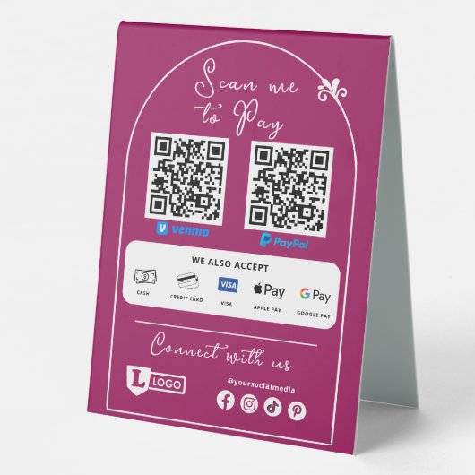 Plaque De Table Analyser Pour Payer Le Panneau Entreprise | Code Q (Verso)