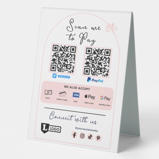 Plaque De Table Analyser Pour Payer Le Panneau Entreprise | Code Q (Recto)