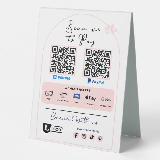 Plaque De Table Analyser Pour Payer Le Panneau Entreprise | Code Q (Verso)