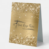 Plaque De Table Analyser pour payer QR Code Glittery Gold Glam (Verso)