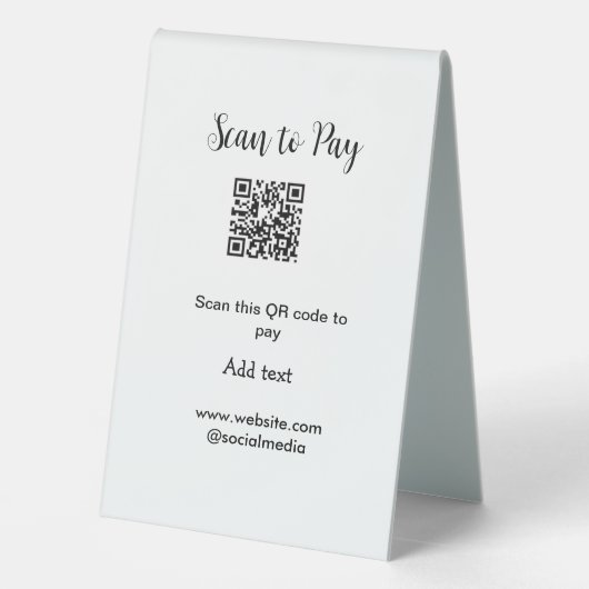 Plaque De Table Analyser pour payer scanner code QR ajouter des dé (Verso)