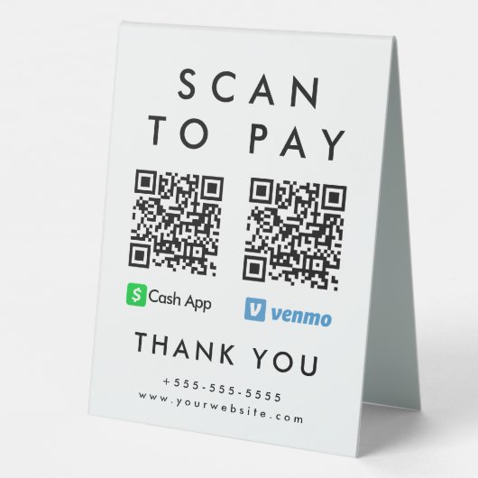 Plaque De Table Analyser professionnel pour payer Venmo Cash App Q (Verso)