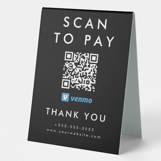 Plaque De Table Analyser professionnel pour payer Venmo QR Code no (Recto)