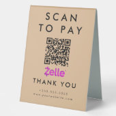 Plaque De Table Analyser professionnel pour payer Zelle QR Code Ru (Recto)