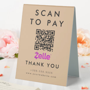 Plaque De Table Analyser professionnel pour payer Zelle QR Code Ru