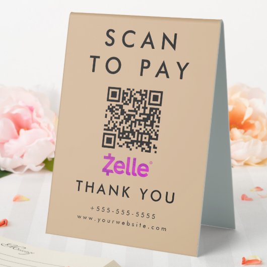 Plaque De Table Analyser professionnel pour payer Zelle QR Code Ru (In SItu (Mariage))