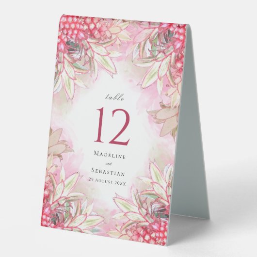 Plaque De Table Ananas rose exotique Mariage (Recto)