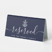 Plaque De Table Ancre Bleue Marine Mariage nautique Réservé (Verso)