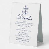 Plaque De Table Ancre Marine Bleu Marine Mariage nautique Boissons (Verso)