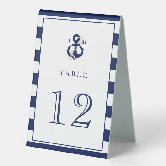 Plaque De Table Ancre marine  nautique Monogramme Mariage (Recto)