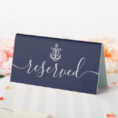Plaque De Table Ancre Naúticale Bleu Marine Script Réservé (In SItu (Mariage))