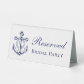 Plaque De Table Ancre nautique Marine Bleu Mariage réservé (Verso)