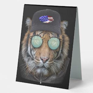 Plaque De Table Animaux amusants habillés Funny Bengal Tiger