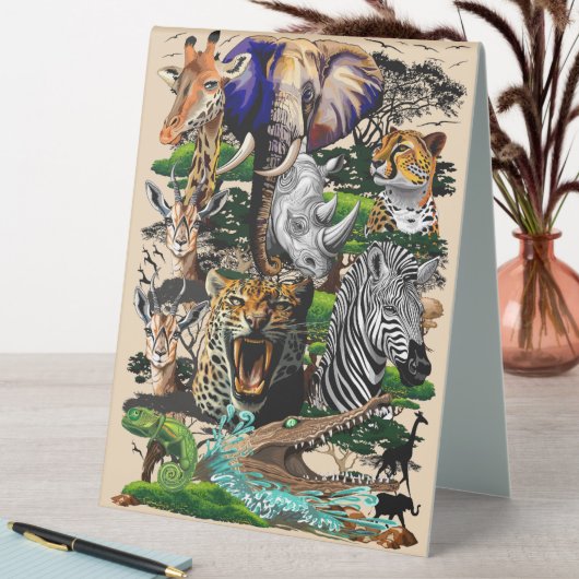 Plaque De Table Animaux sauvages de la Savane africaine (En SItu (Tableau))