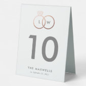 Plaque De Table Anneaux de Mariage or Rose moderne Numéro de table (Verso)