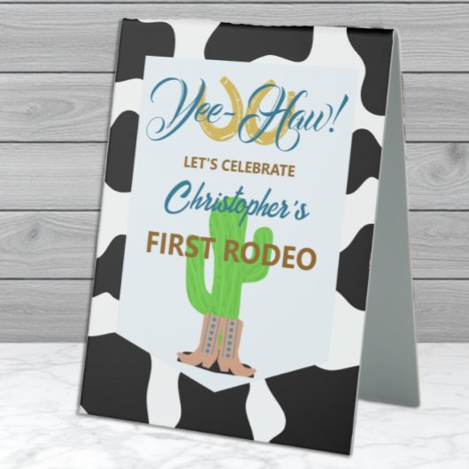 Plaque De Table Anniversaire de Rodéo de Cowboy Occidental