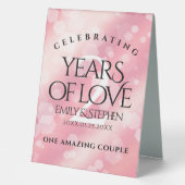 Plaque De Table Anniversaire Mariage élégant du 2e Rose Quartz (Recto)