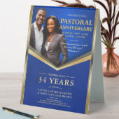 Plaque De Table Anniversaire pastoral Bleu & Or Frame Church (En SItu (Tableau))