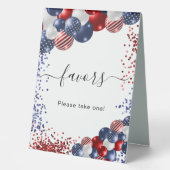 Plaque De Table Anniversaire patriotique rouge blanc bleu ballon f (Recto)