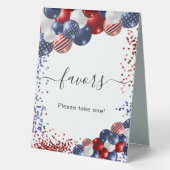 Plaque De Table Anniversaire patriotique rouge blanc bleu ballon f (Verso)