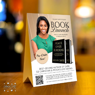 Plaque De Table Annonce de lancement de livre Brown neutre