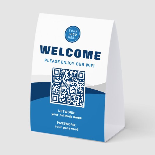 Plaque De Table Any Color Branded Logo Template Wifi QR Code (Recto)