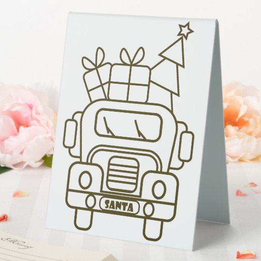 Plaque De Table Aperçu camion de Noël Père Noël voiture vue avant (In SItu (Mariage))