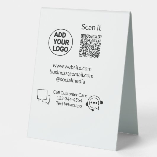 Plaque De Table Appeler le texte du service client whatsapp Q R co (Recto)