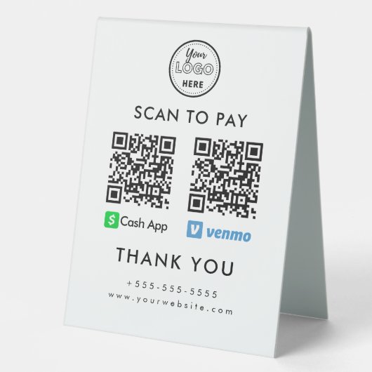 Plaque De Table Application de trésorerie professionnelle Venmo QR (Recto)