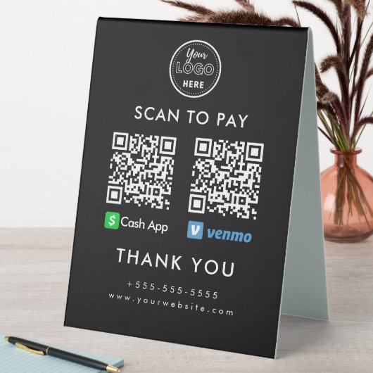 Plaque De Table Application de trésorerie professionnelle Venmo QR (En SItu (Tableau))