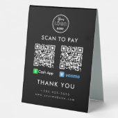 Plaque De Table Application de trésorerie professionnelle Venmo QR (Verso)