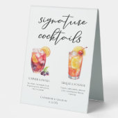Plaque De Table Après-midi Signature Mariage Cocktails Menu (Recto)