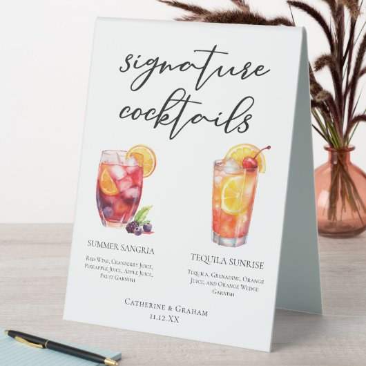 Plaque De Table Après-midi Signature Mariage Cocktails Menu (En SItu (Tableau))