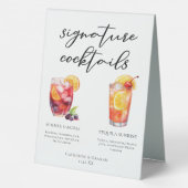 Plaque De Table Après-midi Signature Mariage Cocktails Menu (Verso)