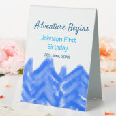Plaque De Table Aqua blue Adventure commence 1er anniversaire mont (In SItu (Mariage))