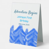 Plaque De Table Aqua blue Adventure commence 1er anniversaire mont (Verso)