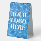 Plaque De Table Aqua Blue Swimming Pool Photo for Your Logo (Verso)