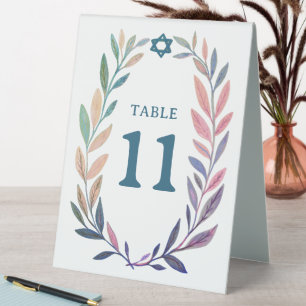 Plaque De Table Aquarelle botanique événement juif Bar Bat Mitzvah
