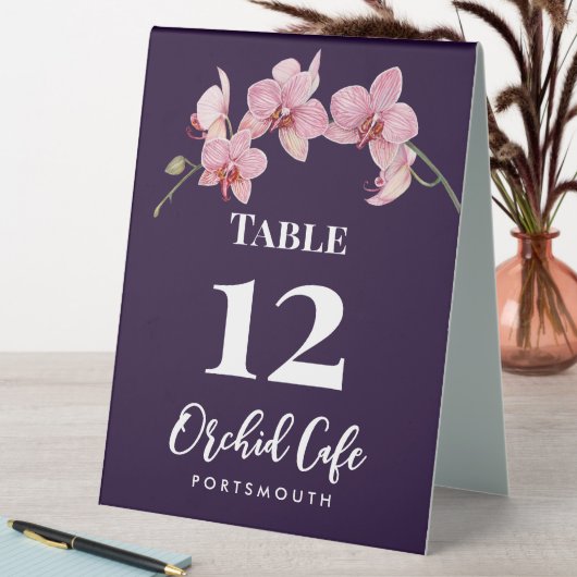 Plaque De Table Aquarelle Café Table Numéro Orchidées Phalaenopsis (En SItu (Tableau))